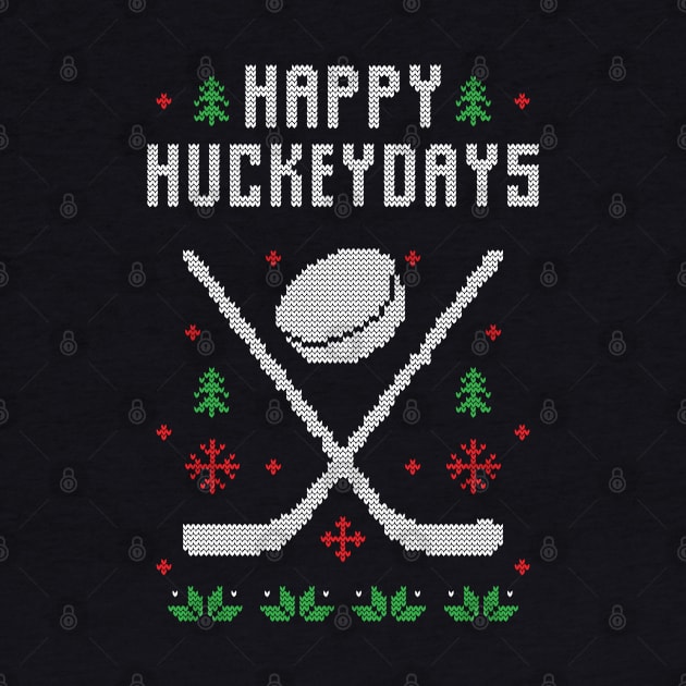 Happy Hockeydays Funny Ugly Christmas Sweater by BadDesignCo